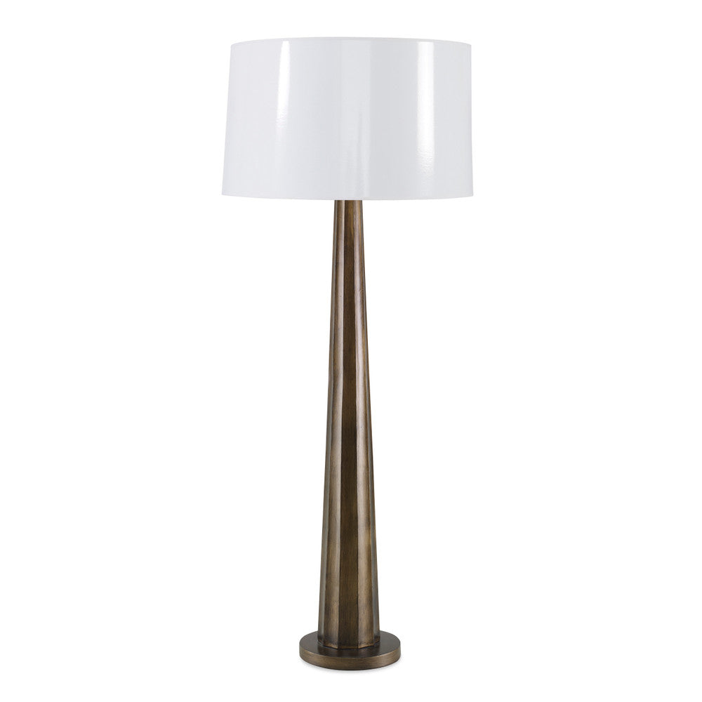 Bella Floor Lamp QR-21839.ANTGOLD.0 by CuratedKravet CuratedKravet A tapered column resin floor lamp topped with a glossy drum shade. United States DUST LIGHTLY WITH A SOFT, DRY CLOTH. </p><p>Dimensions: Length 22, Height 61, Width 22 Poly Resin - 70%, Paper - 30% - Fabric Carolina -
