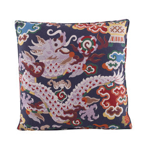 Ming Dragon Pillow QR-22372.INDIGO.0 by CuratedKravet
