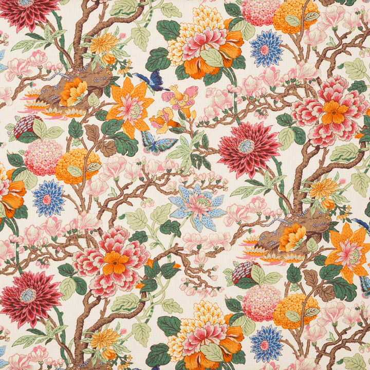 Magnolia Cream/Blue by G P & J Baker Designer Fabric BAKER ORIGINALS LINEN - 100% United Kingdom LIGHT Horizontal: - and Vertical: 36.248 53.978 - Swanky Fabrics -