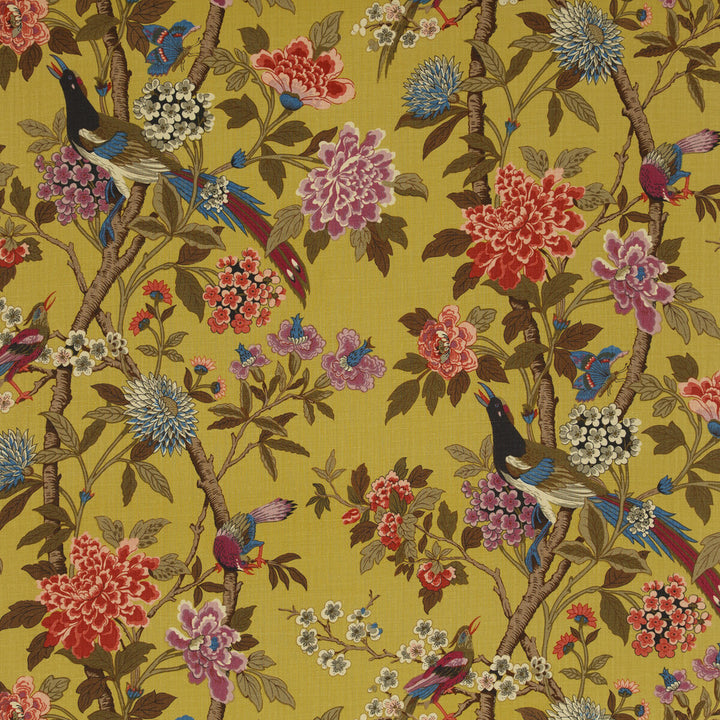 Hydrangea Bird Mustard/Mauve by G P & J Baker Fabric EAST TO WEST LINEN - 100% Thailand LIGHT Horizontal: 53.978 and Vertical: 43.734 53.978 - Fabric Carolina -