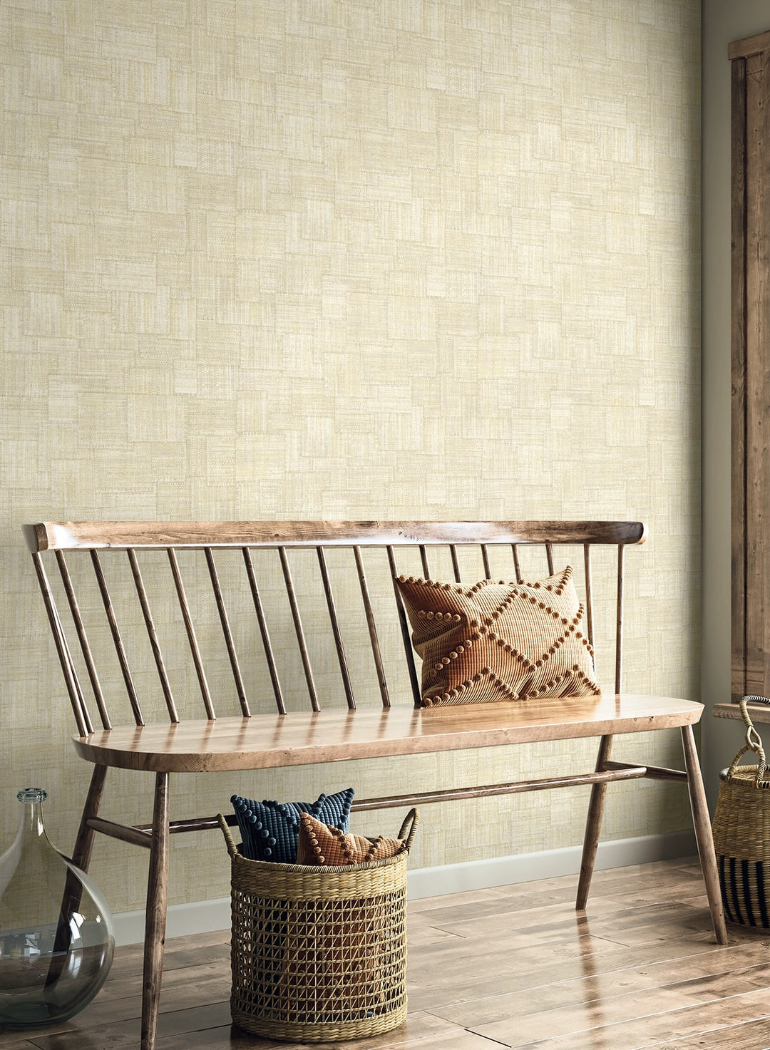 Woven Blocks Macadamia RA41709 by Seabrook Designs Designer Wallpaper