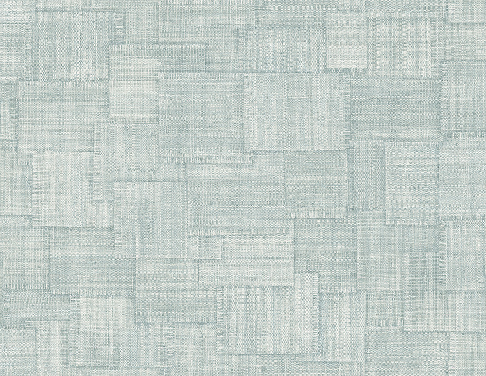 Woven Blocks Sky Blue by Seabrook Wallpaper Raffia United States 60.75 20.87" 27" - Fabric Carolina -