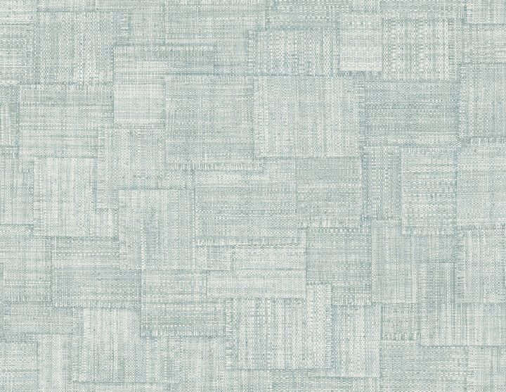 Woven Blocks Sky Blue by Seabrook Wallpaper Raffia United States 60.75 20.87" 27" - Fabric Carolina -