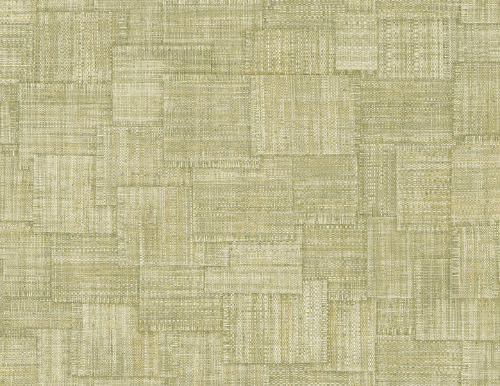 Woven Blocks Straw Green by Seabrook Wallpaper Raffia United States 60.75 20.87" 27" - Fabric Carolina -