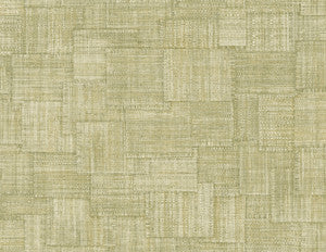 Woven Blocks Straw Green by Seabrook Wallpaper