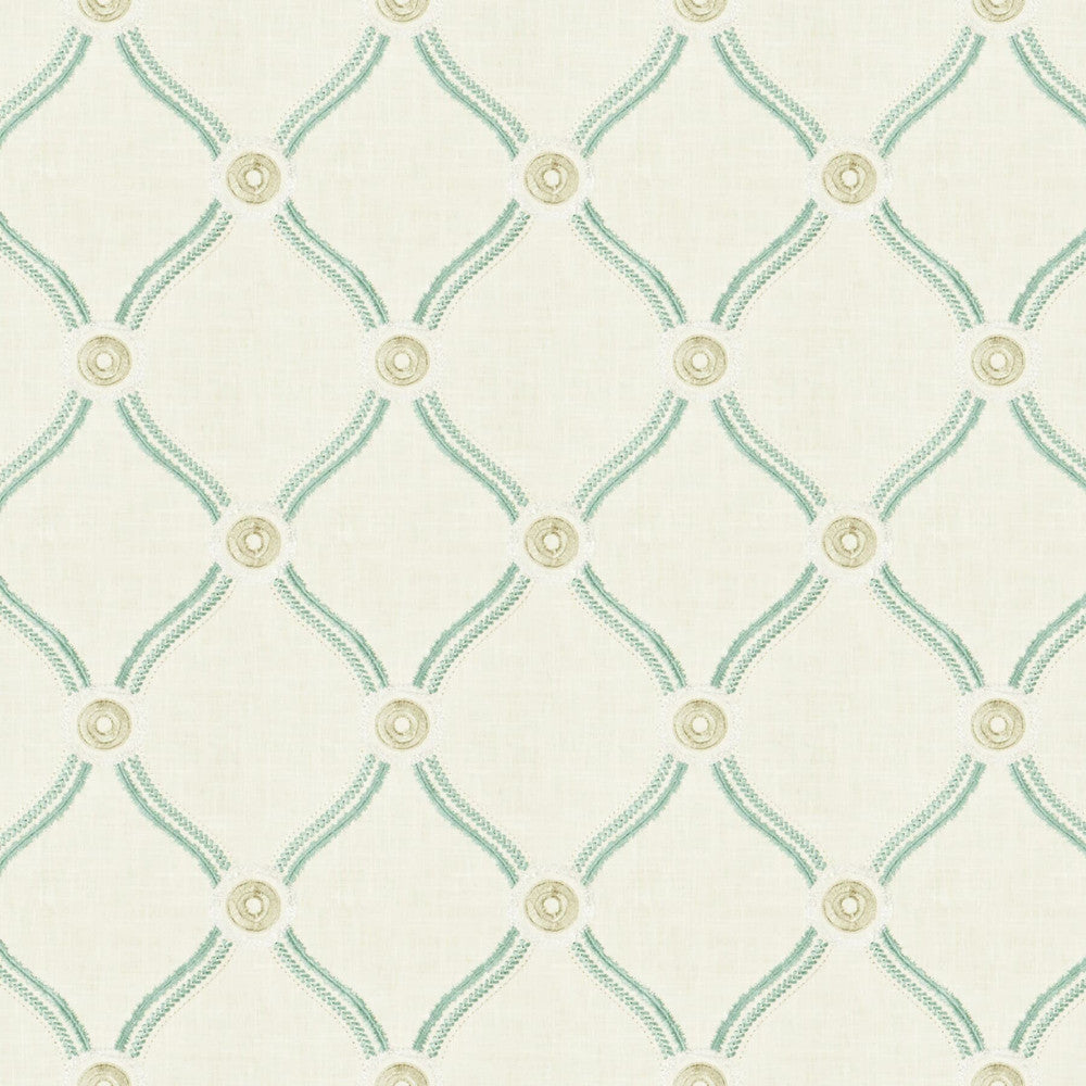 Rajah 2 Seaglass by Stout Fabric COLOR MY WINDOW OPAL/FEDERAL 55%POL 45%COT INDIA Horizontal: 7.375 and Vertical: 9 51.5 in - Fabric Carolina -