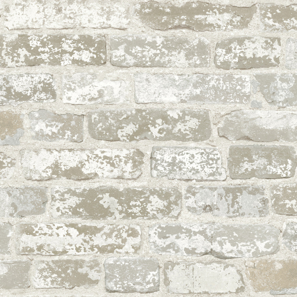 Up the Wall Off White & Grey Wallpaper by Inspired by Color Beige & Neutrals Covers about 56.4 square feet 20.5-in by 33-ft long roll Prepasted 20.5 - Fabric Carolina -