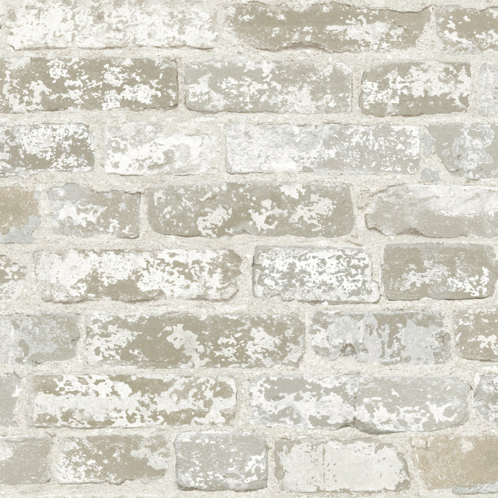 Up the Wall Off White & Grey Wallpaper by Inspired by Color Beige & Neutrals Covers about 56.4 square feet 20.5-in by 33-ft long roll Prepasted 20.5 - Fabric Carolina -