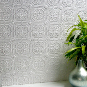 Derby White Paintable Anaglypta Original Wallpaper by Brewster