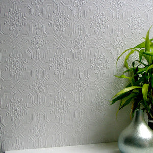 Berkeley White Paintable Anaglypta Original Wallpaper by Brewster