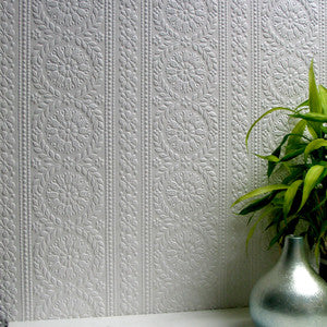 Townsend White Paintable Anaglypta Original Wallpaper by Brewster