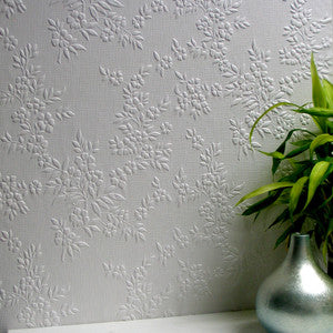 Portland White Paintable Anaglypta Original Wallpaper by Brewster