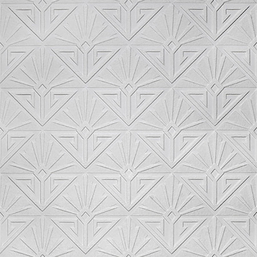 Deco Paradiso White Luxury Vinyl Paintable Wallpaper by Brewster Anaglypta XII Covers about 55 square feet 20-in by 33-ft long roll Unpasted 5.1 - Fabric Carolina -