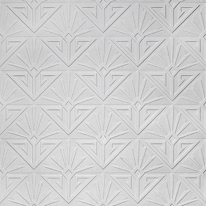 Deco Paradiso White Luxury Vinyl Paintable Wallpaper by Brewster Anaglypta XII Covers about 55 square feet 20-in by 33-ft long roll Unpasted 5.1 - Fabric Carolina -