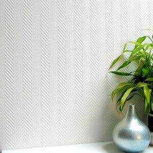 Herringbone White Paintable Anaglypta Pro Wallpaper by Brewster