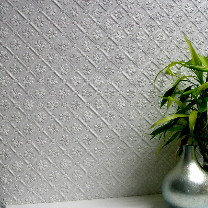 Amber Paintable Textured Vinyl Wallpaper by Brewster Anaglypta XII Covers about 56.4 square feet 20.5-in by 33-ft long roll Unpasted 2.1 - Fabric Carolina -