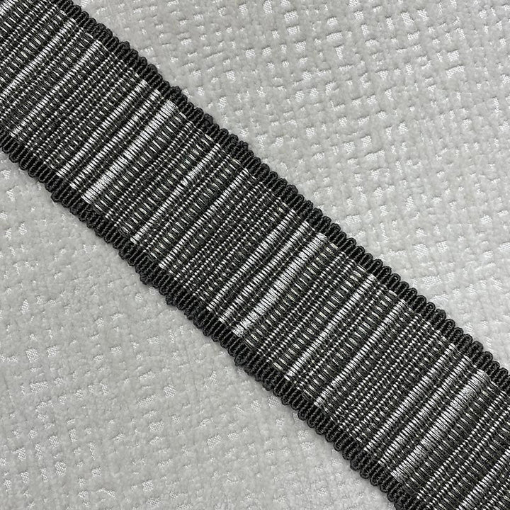Reese Tape Gray by Magnolia Designer Trim - 64Cot/26Ray/5Lin/5Met China Horizontal: and Vertical: 2.5 - Swanky Fabrics -