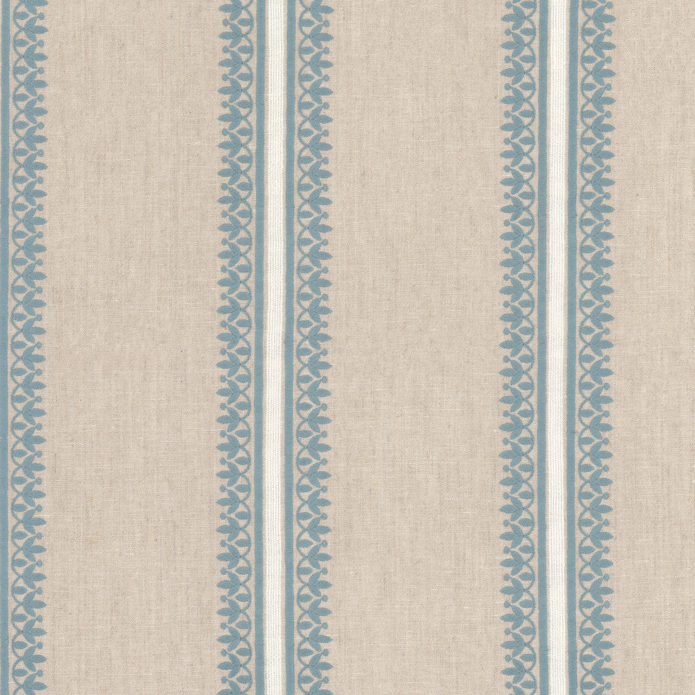 Rehoboth 1 Haze by Stout Fabric Stout Fabric Rehoboth 1 HazeFabric Comfortable Living Moonstone/Sapphire 100%Lin %Pemb India </p><p>Repeat: H: 7, V: 9.125 52 in - Fabric Carolina -