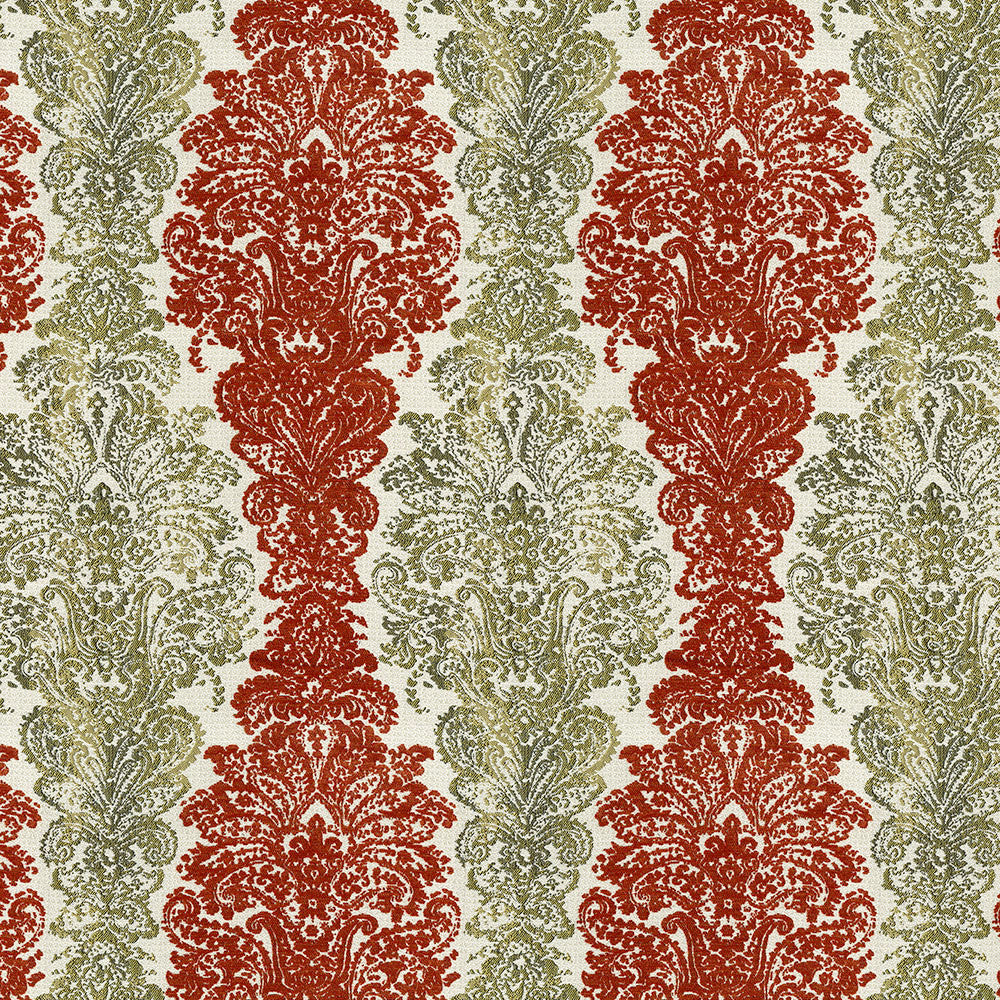 Reign 44 Atomic Tangerine by ABBEYSHEA Fabric 100% Polyester CN 45,000 Double Rubs (Wyzenbeek) </p><p>Repeat: Horizontal: 4.5 in. (11.43 cm) up the roll and Vertical: 14.5 in. (36.83 cm) across the roll 56 in. (142 cm) - Fabric Carolina -
