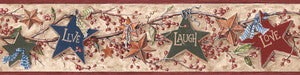 Star Berry Tan & Burgundy Border by York Wallcoverings