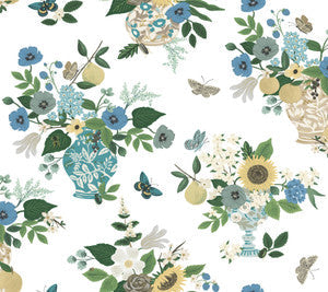 Flower Studies Blue Multi by Rifle Paper Co. Wallpaper