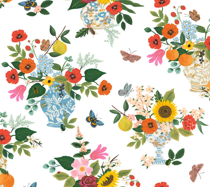 Flower Studies Bright Wallpaper by Rifle Paper Co. Rifle Paper Co. 3rd Edition Covers about 60.8 square feet 27-in by 27-ft long roll Unpasted 24 - Fabric Carolina -
