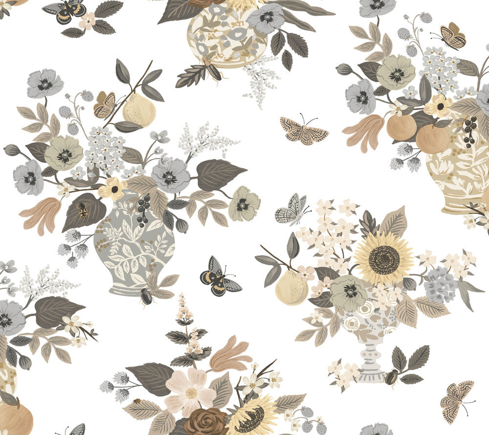 Flower Studies Linen Wallpaper by Rifle Paper Co. Rifle Paper Co. 3rd Edition Covers about 60.8 square feet 27-in by 27-ft long roll Unpasted 24 - Fabric Carolina -