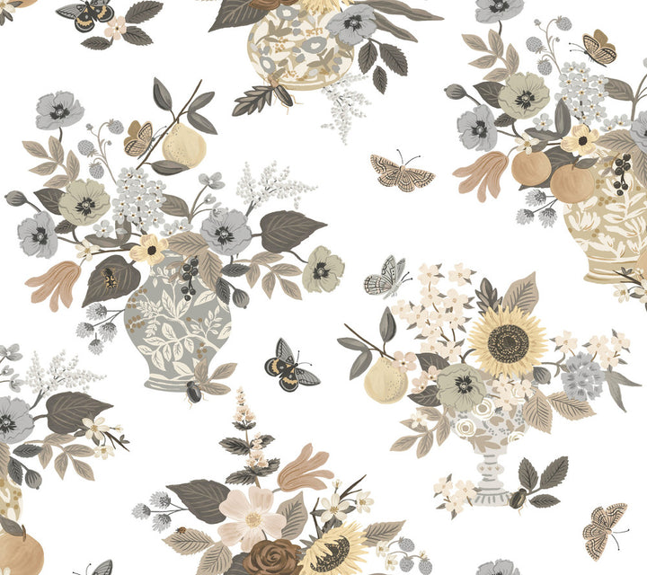 Flower Studies Linen Wallpaper by Rifle Paper Co. Rifle Paper Co. 3rd Edition Covers about 60.8 square feet 27-in by 27-ft long roll Unpasted 24 - Fabric Carolina -