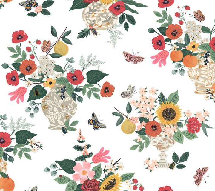 Flower Studies Rose Wallpaper by Rifle Paper Co. Rifle Paper Co. 3rd Edition Covers about 60.8 square feet 27-in by 27-ft long roll Unpasted 24 - Fabric Carolina -