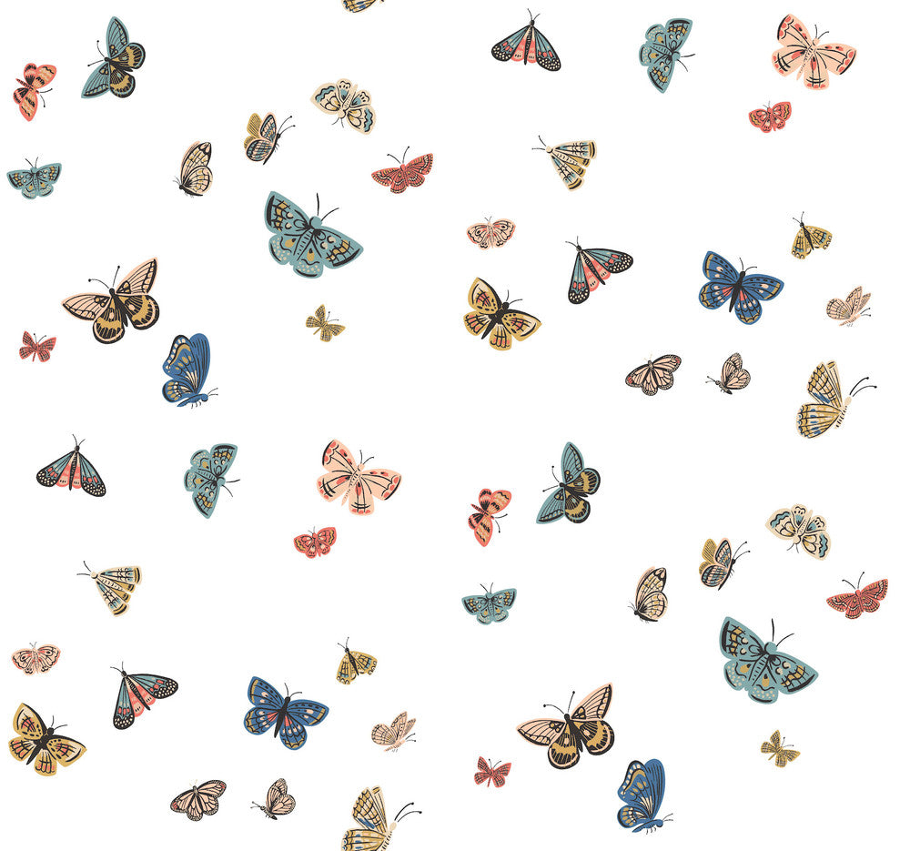 Butterfly House White Wallpaper by Rifle Paper Co. Rifle Paper Co. 3rd Edition Covers about 60.8 square feet 27-in by 27-ft long roll Unpasted 25.25 - Fabric Carolina -