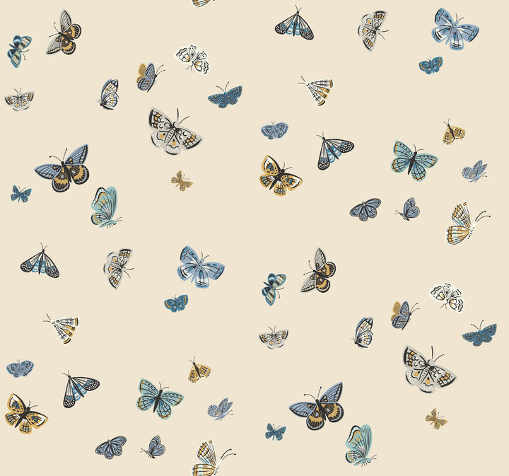 Butterfly House Linen Wallpaper by Rifle Paper Co. Rifle Paper Co. 3rd Edition Covers about 60.8 square feet 27-in by 27-ft long roll Unpasted 25.25 - Fabric Carolina -