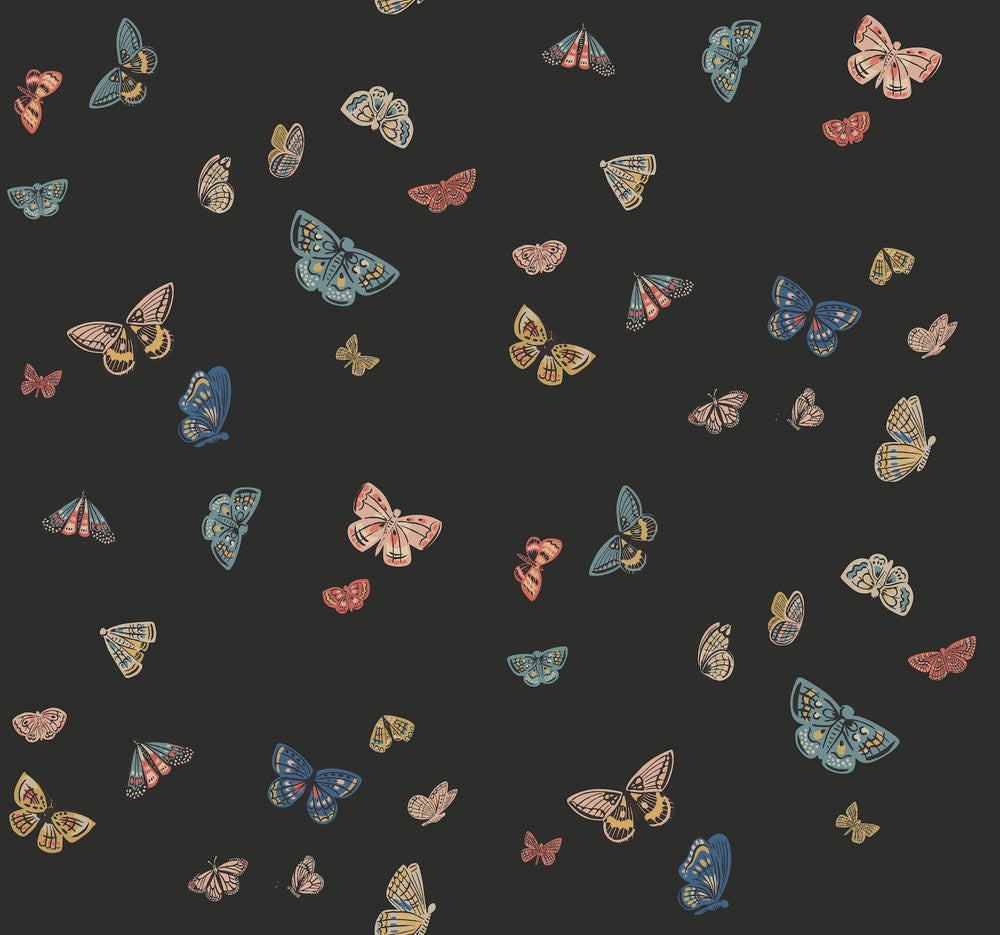 Butterfly House Black Wallpaper by Rifle Paper Co. Rifle Paper Co. 3rd Edition Covers about 60.8 square feet 27-in by 27-ft long roll Unpasted 25.25 - Fabric Carolina -