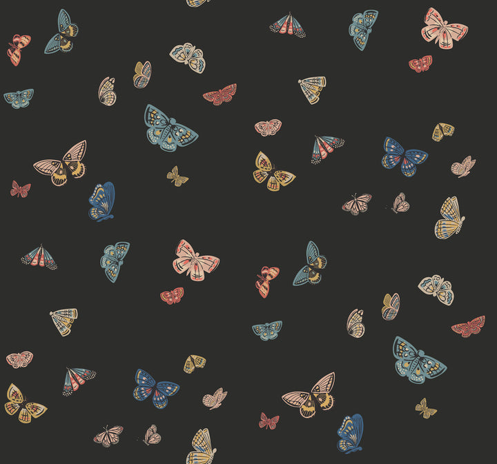 Butterfly House Black Wallpaper by Rifle Paper Co. Rifle Paper Co. 3rd Edition Covers about 60.8 square feet 27-in by 27-ft long roll Unpasted 25.25 - Fabric Carolina -