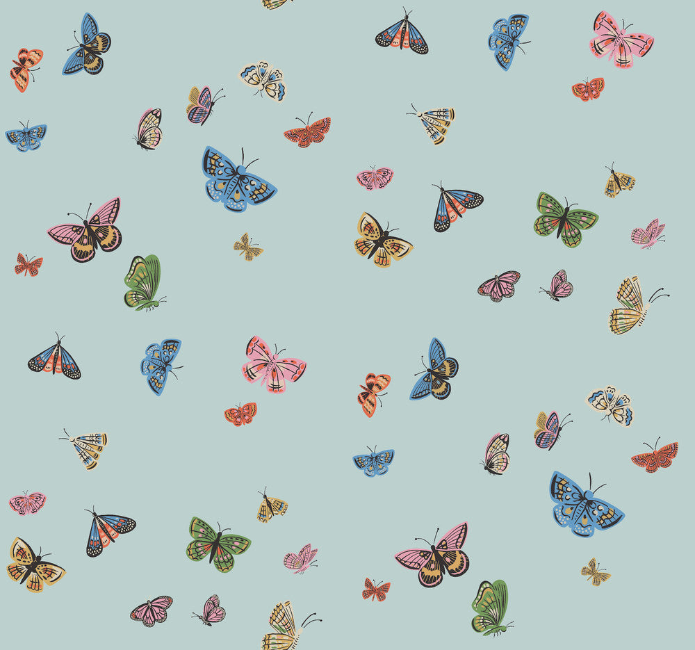 Butterfly House Light Blue Wallpaper by Rifle Paper Co. Rifle Paper Co. 3rd Edition Covers about 60.8 square feet 27-in by 27-ft long roll Unpasted 25.25 - Fabric Carolina -
