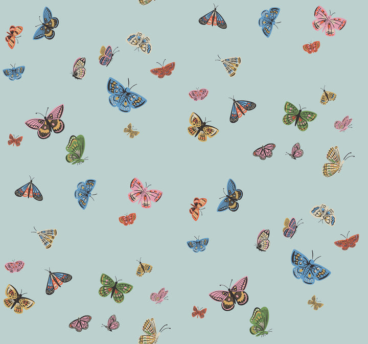 Butterfly House Light Blue Wallpaper by Rifle Paper Co. Rifle Paper Co. 3rd Edition Covers about 60.8 square feet 27-in by 27-ft long roll Unpasted 25.25 - Fabric Carolina -