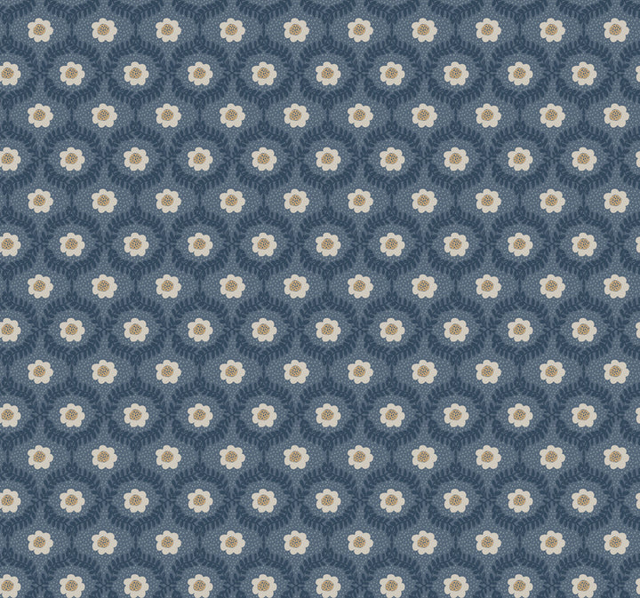Emma Navy Wallpaper by Rifle Paper Co. Rifle Paper Co. 3rd Edition Covers about 60.8 square feet 27-in by 27-ft long roll Unpasted 25.25 - Fabric Carolina -