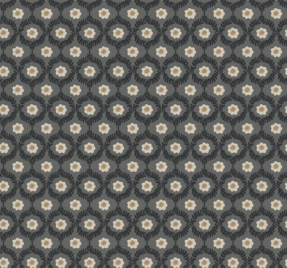 Emma Black Wallpaper by Rifle Paper Co. Rifle Paper Co. 3rd Edition Covers about 60.8 square feet 27-in by 27-ft long roll Unpasted 25.25 - Fabric Carolina -