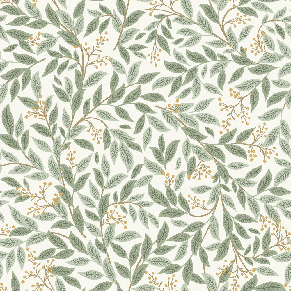 Willowberry Sage Wallpaper by Rifle Paper Co. Rifle Paper Co. 3rd Edition Covers about 56.4 square feet 20.5-in by 33-ft long roll Unpasted 20.5 - Fabric Carolina -