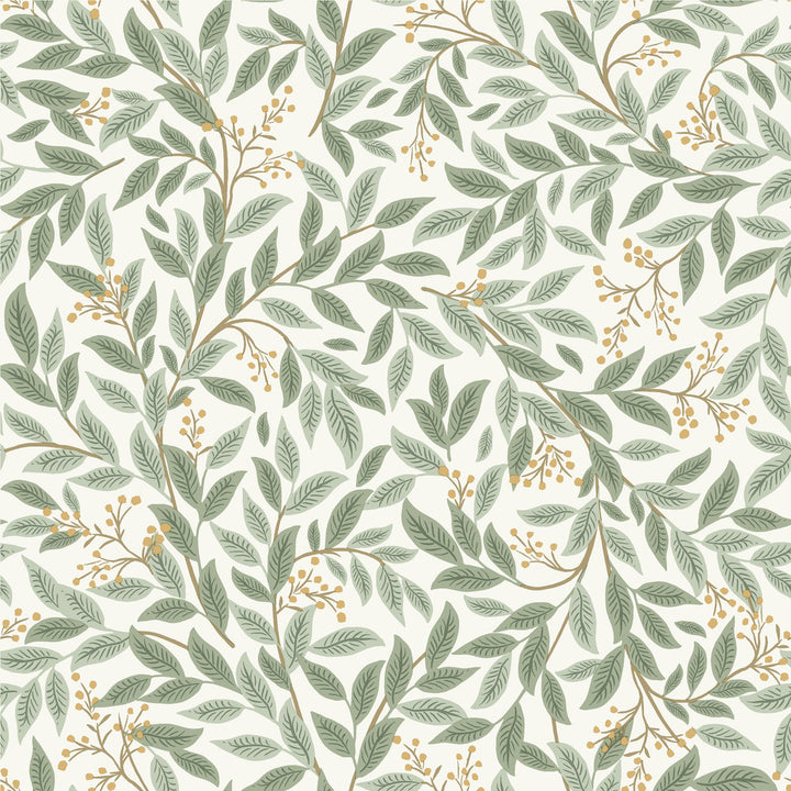 Willowberry Sage Wallpaper by Rifle Paper Co. Rifle Paper Co. 3rd Edition Covers about 56.4 square feet 20.5-in by 33-ft long roll Unpasted 20.5 - Fabric Carolina -