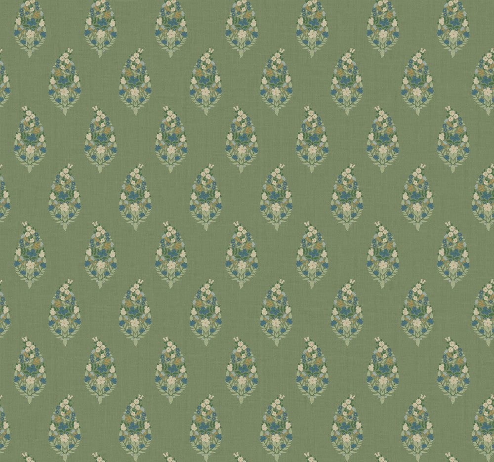 Paisley Green Wallpaper by Rifle Paper Co. Rifle Paper Co. 3rd Edition Covers about 60.8 square feet 27-in by 27-ft long roll Unpasted 25.25 - Fabric Carolina -