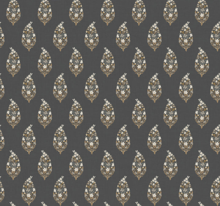 Paisley Black Wallpaper by Rifle Paper Co. Rifle Paper Co. 3rd Edition Covers about 60.8 square feet 27-in by 27-ft long roll Unpasted 25.25 - Fabric Carolina -
