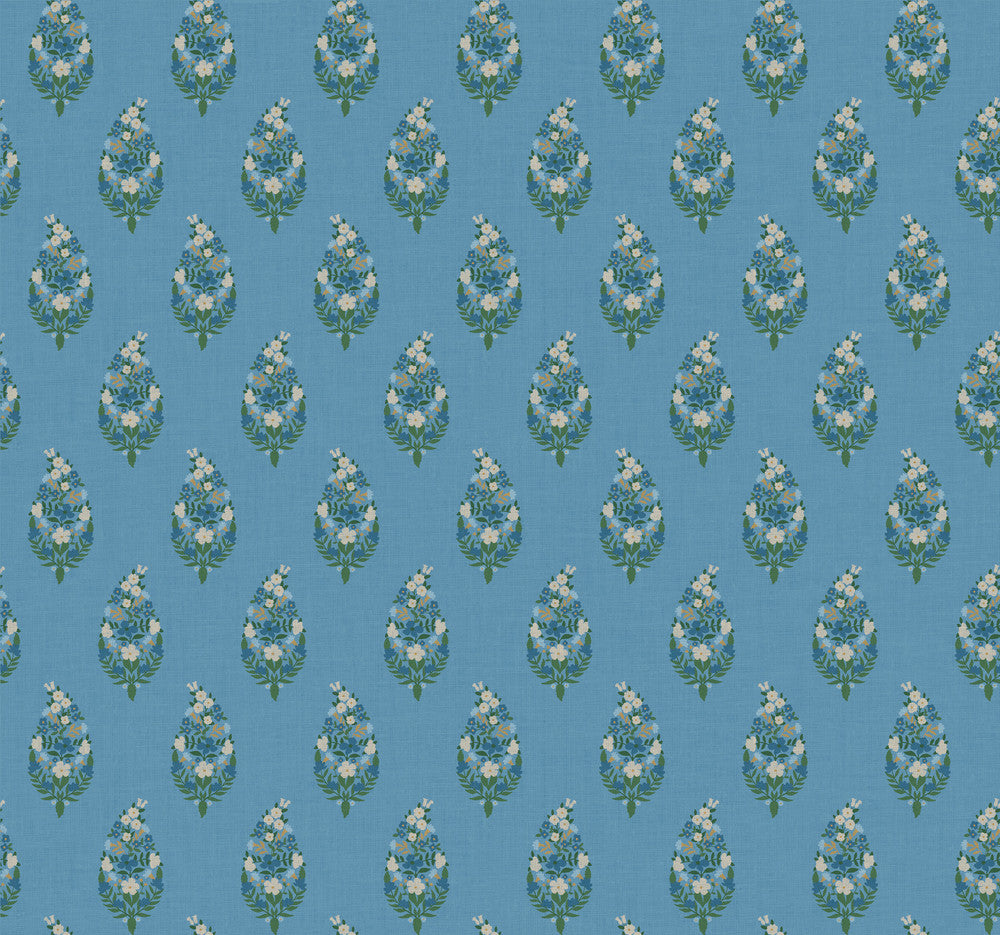 Paisley Blue Wallpaper by Rifle Paper Co. Rifle Paper Co. 3rd Edition Covers about 60.8 square feet 27-in by 27-ft long roll Unpasted 25.25 - Fabric Carolina -