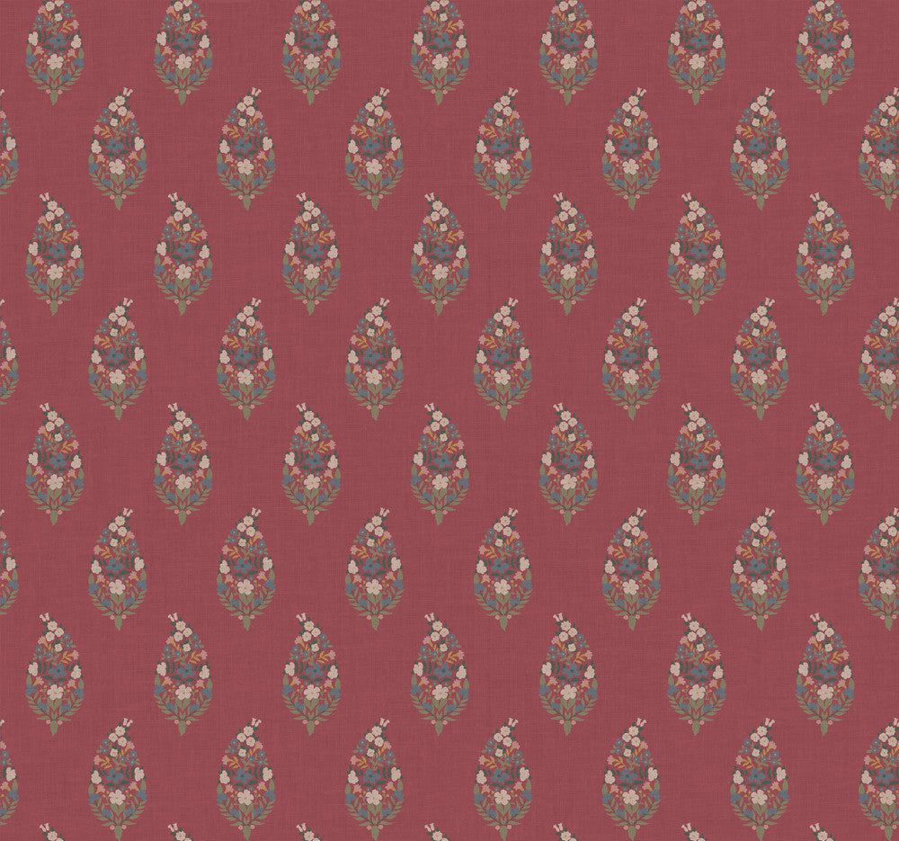 Paisley Burgundy Wallpaper by Rifle Paper Co. Rifle Paper Co. 3rd Edition Covers about 60.8 square feet 27-in by 27-ft long roll Unpasted 25.25 - Fabric Carolina -