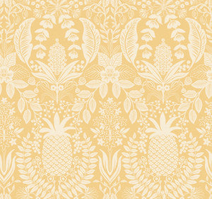 Pineapple Damask Yellow Wallpaper by Rifle Paper Co.