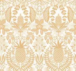Pineapple Damask Gold Wallpaper by Rifle Paper Co.
