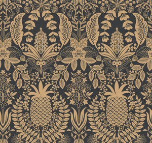 Pineapple Damask Black Wallpaper by Rifle Paper Co.