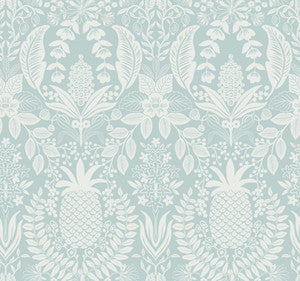 Pineapple Damask Light Blue Wallpaper by Rifle Paper Co.