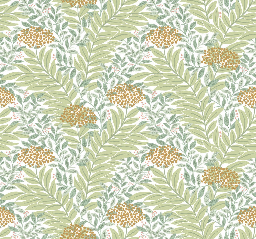 Highgrove White Wallpaper by Rifle Paper Co. Rifle Paper Co. 3rd Edition Covers about 60.8 square feet 27-in by 27-ft long roll Unpasted 12.63 - Fabric Carolina -