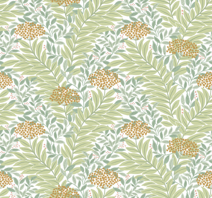 Highgrove White Wallpaper by Rifle Paper Co. Rifle Paper Co. 3rd Edition Covers about 60.8 square feet 27-in by 27-ft long roll Unpasted 12.63 - Fabric Carolina -