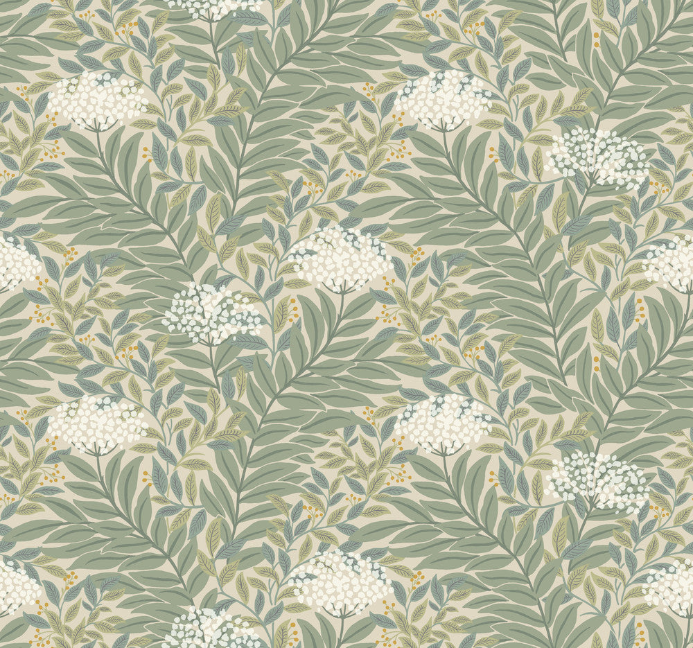 Highgrove Linen Wallpaper by Rifle Paper Co. Rifle Paper Co. 3rd Edition Covers about 60.8 square feet 27-in by 27-ft long roll Unpasted 12.63 - Fabric Carolina -